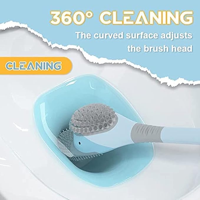 Diving Duck Toilet Brush,Diving Duck Deep Cleaning Home Bathroom Accessories Sets,Revolutionary Soft Silicone Flex Toilet Brush,Creative Silicone Toilet Brush Cleaner Brush (White)