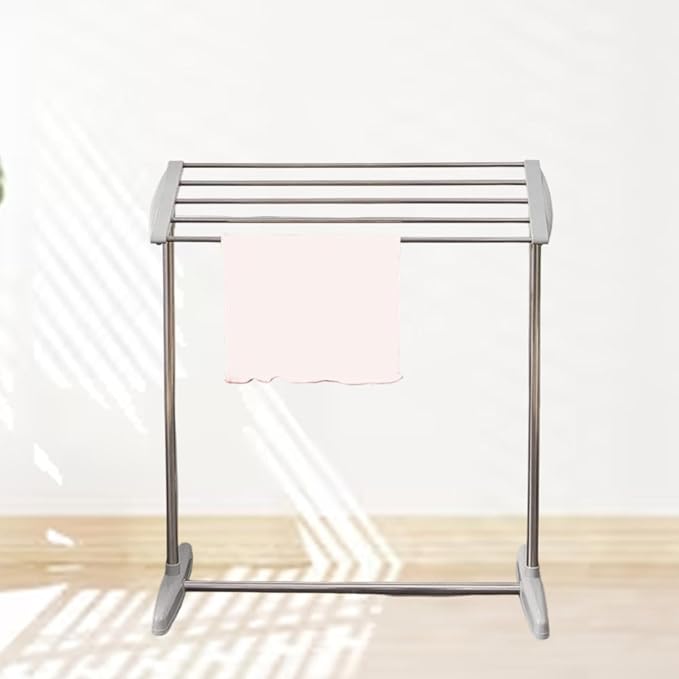Fenteer Stainless Steel Clothes Drying Rack, 24.4 x 14.2 x 27.6 in Freestanding Laundry Rack for Indoor and Balcony Use