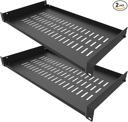 2 Pack 1U Vented Cantilever Server Rack Shelf 10" Depth | Disassembled Universal Rack Mount Trayfor 19-inch Network Cabinet or Equipment Rack (10V2PC)