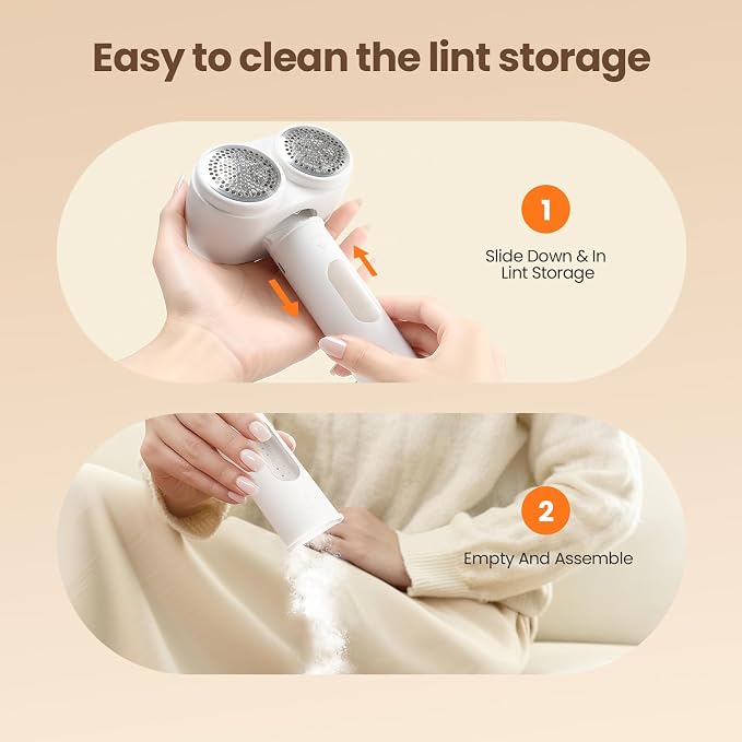 Mosthink Fabric Shaver, 2-in-1 Electric Lint Remover & Build-in Lint Brush | Dual-Head Lint shaver for Clothes Furniture | 3-Speed Fuzz & Pilling Remover | Sweater Shaver with LED Display | Rechargeable
