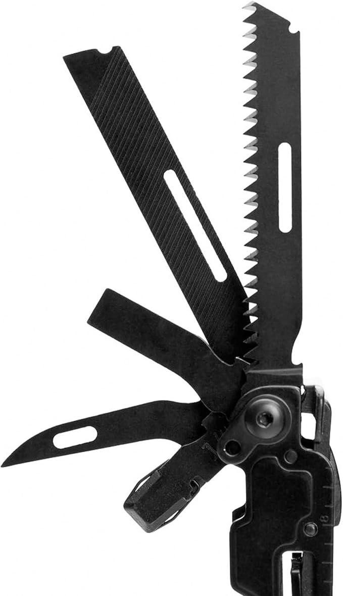 SOG PowerAccess Deluxe All-Around Heavy Duty Stainless Steel Multi-Tool w/Nylon Sheath, Two Knife Blades, Can & Bottle Opener, Black | Compound Leverage Pliers, 2 Blades, Wood Saw, Can and Bottle Openers, 12-Pc Hex Bit Kit