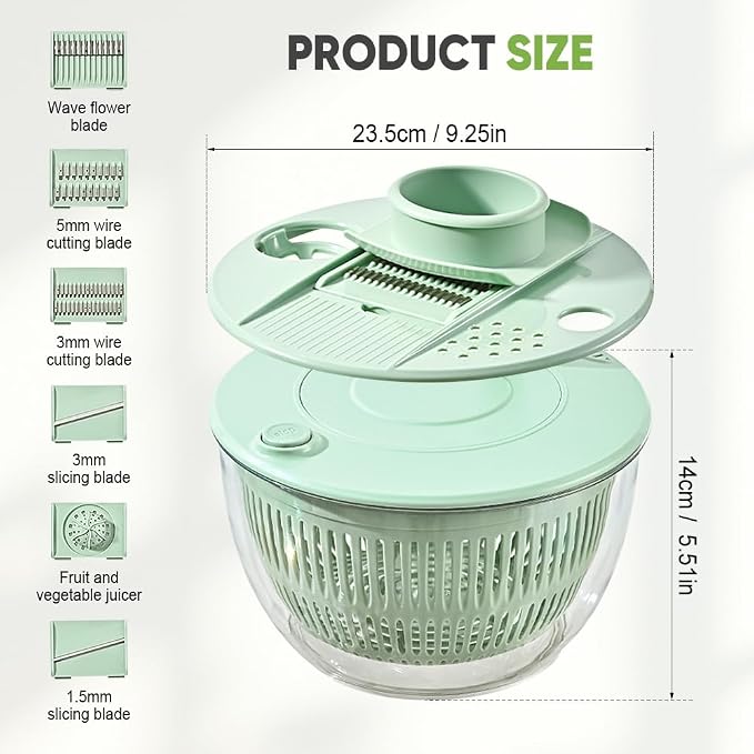 Salad Spinner with Slicer, 2026 New 3 in 1 Salad Spinner, Fruit Washing Bowl with Strainer, Berry Washing Bowl, Vegetables Wash Bowl for Salad, Lettuce, Food Washing (1, White)