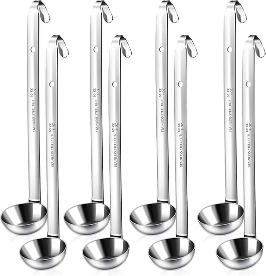 8 PCS Stainless Steel Ladle Soup Handle Ladle with Pouring Rim for Kitchen Cooking Soup Sauce (1 oz)