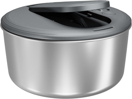 Zyliss Swift Dry Salad Spinner Stainless Steel Small, 3.5L, Non-Slip Base, Serving Bowl, AquaVent™ Technology, One Handed Pump, Brake System, Easy to Clean