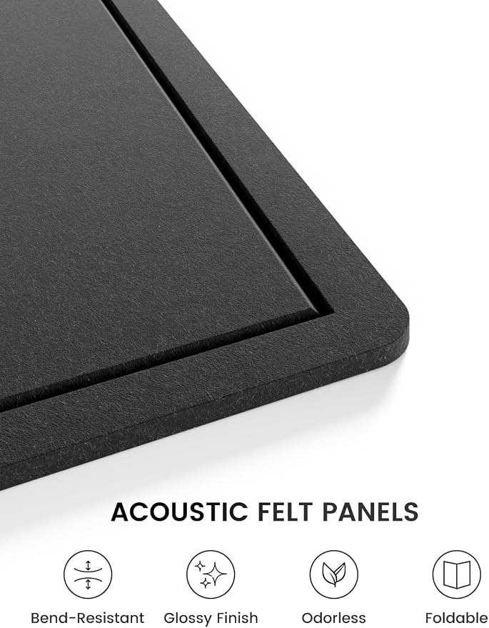 Fluxynara 35" x 17.1" Bulletin Board, Black | Cork Board Alternative with 12 Removable Adhesive Tabs, Foldable Felt Pin Board for Home, Office, Classroom & Dorm