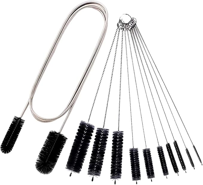 Flexible Drain Brush Straw Cleaner Set, Nylon Cleaner Double Ended Elastic Hose 65 inch and 10 PCS Extra Long Pipe Cleaner 10 inch