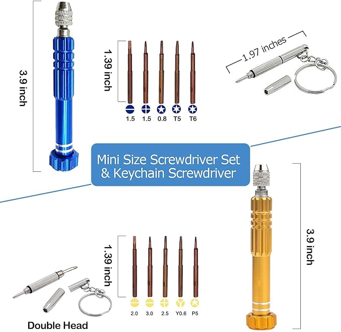 ESINAM Portable Glasses Screwdriver for Eyeglass Repairing, 13 In 1 Mutifuntional Precision Screwdriver Set for Sunglasses,Watch, Laptop, Electronics, Cellphone and Jewelry - Magnetic Bits