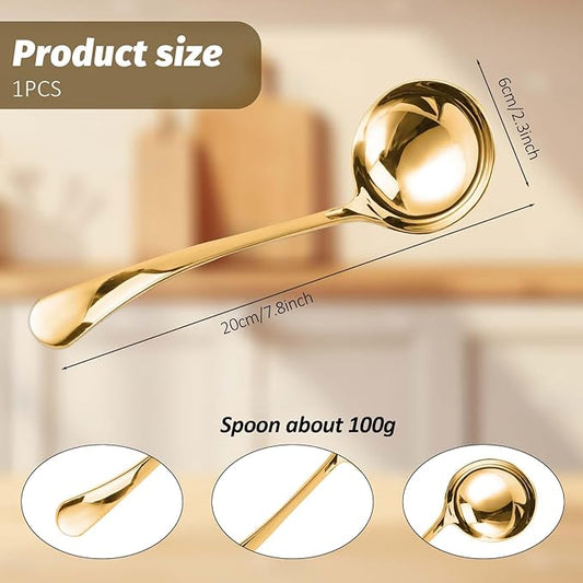 7.9'' Gold Small Ladle 18/10 Stainless Steel Gravy Ladles Sauce Soup Ladle Mirror Polished Kitchen Utensil for Spooning Gravy Sauce Soup