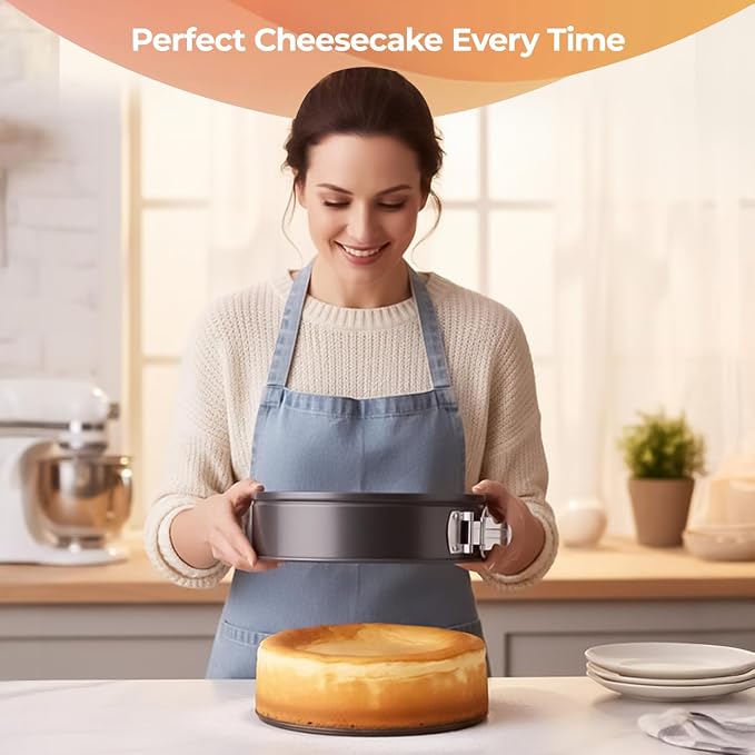 RFAQK 6 Inch Springform Pan with Removable Bottom & 50pcs Parchment Paper - Non-Stick Leakproof Cheesecake & Cake Pan 6 Inch, Fits 3 Qt Inst-Pot, Small Springform Pan for Baking