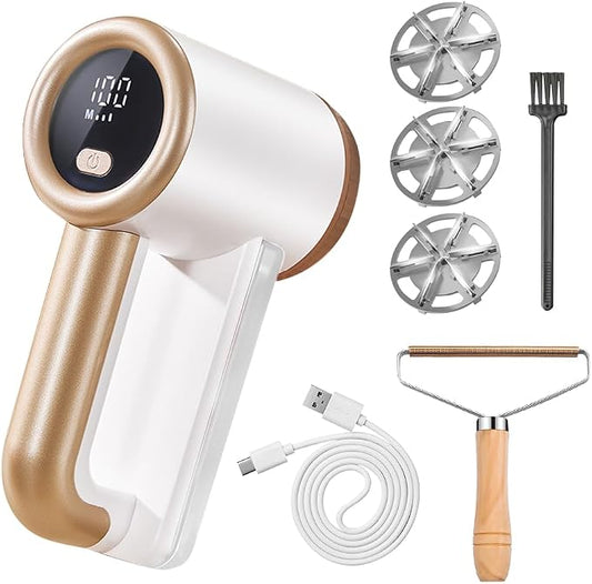 HuanQiu Sensmart Home Hair Trimmer White Model, Clothes Shaver Hair Ball Remover Rechargeable, Six-Tooth Blade with 3 Blades, Sweater Shaver Unisex Hair Remover for Home Clothes, Sofa, Bed Sheets