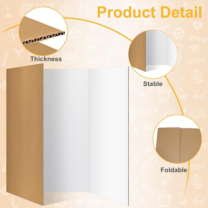 Trifold Poster Board 36"x48", 2 Pack White Large Corrugated Display Board | Large Foldable Poster Board for School Projects, Science Fair, Business Presentations, Photo Displays, Graduation Exhibitions