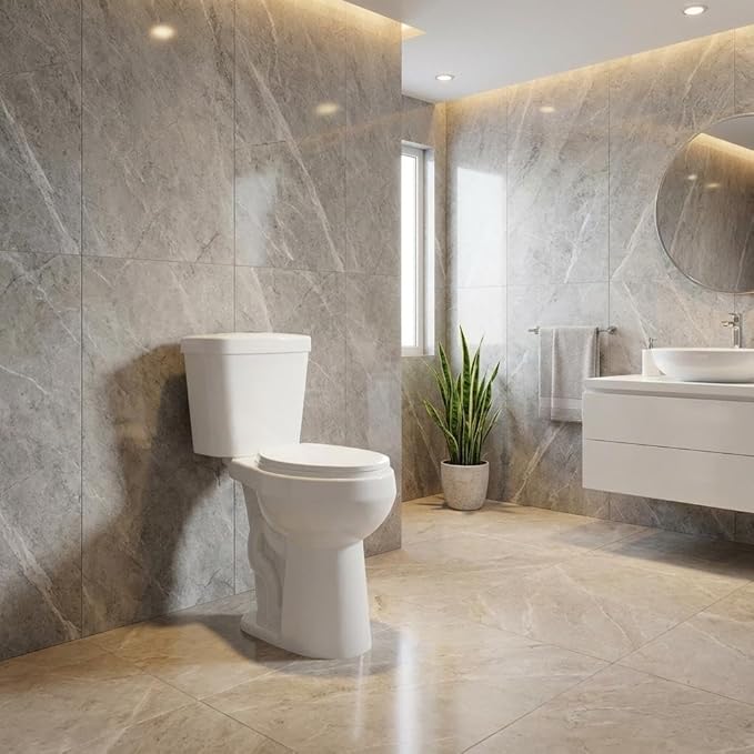 Two-Piece Round Toilet, 21" ADA Comfort Height with Powerful 1.1/1.6 GPF Dual Flush, 12" Rough-In, White Bathroom Toilet for Senior Accessibility