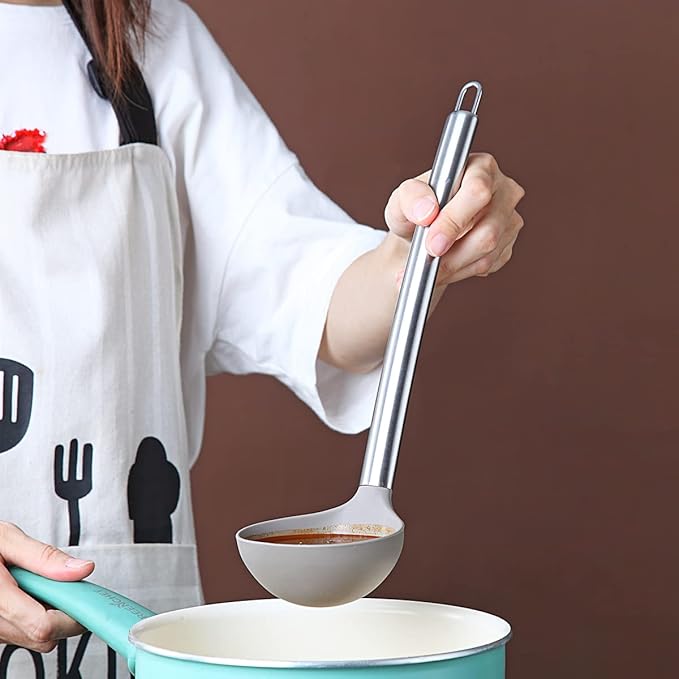 Berglander Ladle, Non-stick Silicone Kitchen Ladle, Soup Ladle, Cooking Ladle Soup Spoon For Cooking, Dishwasher Safe, Easy to Clean
