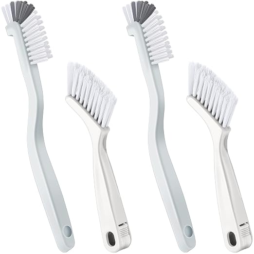 Patelai 4 Pieces Cleaning Brush Sets Small Scrub Brush Household Use for Cleaning Bottle Sink Kitchen Sink Corner Dish Edge Grout Bathroom Sliding Door Window Track(White)