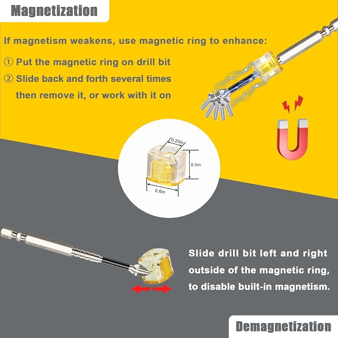 High Magnetic Screwdriver Drill Bit Set, 6Pcs Magfixer New K5 Impact Resistant Non Slip Bit, Magnetic Screwdriver Bits, Fixion Tools Drill Bits, 25 50 65 70 90 150mm(1 set)