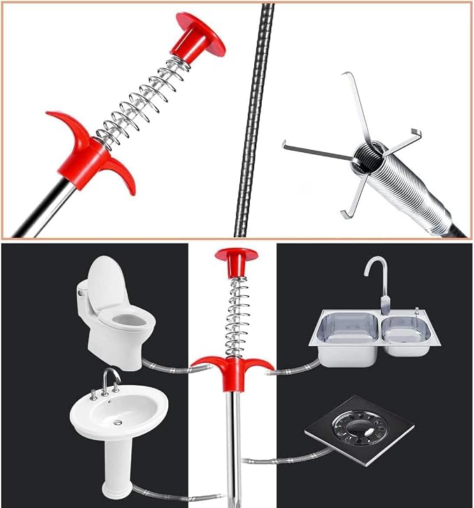 Drain Cleaning Tool Set, 79" Extra-Long Drain Clog Remover, (6pcs) 25" Hair Drain Snakes, (2pcs) 25" Cleaning Brushes for Sink, Tub, Toilet & Sewer, (9-Pieces Tool Set)