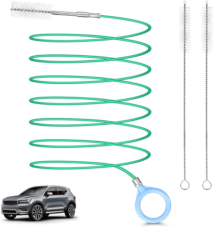 Auto Sunroof Drain Cleaning Tool,197Inch Long Pipe Cleaner for Car,Flexible Tube Cleaning Brush with 2Pcs 7.9inch Cleaning Brush Skinny Pipe Drain Dredge Cleaning Tool for Car Sunroof Wiper Drain Hole