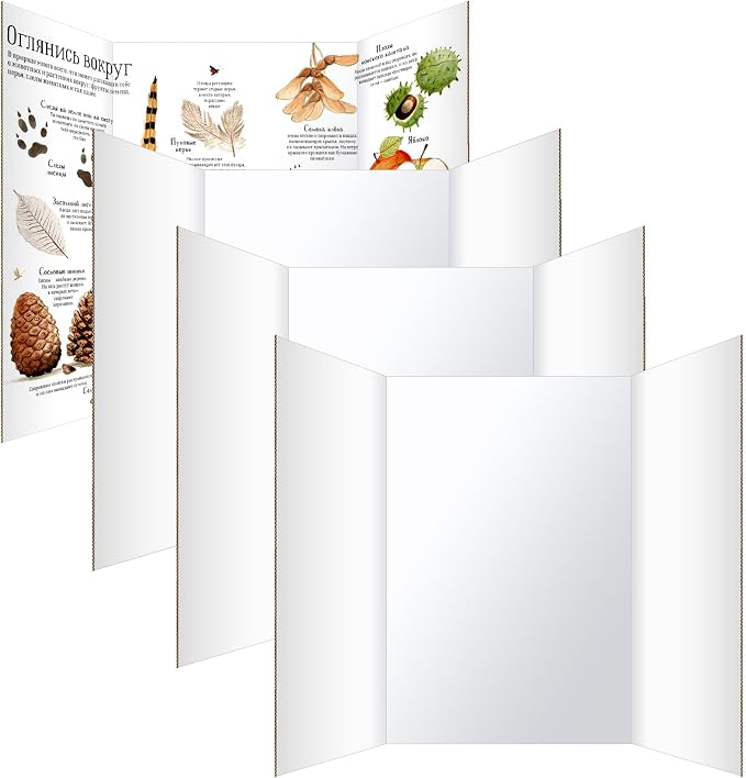 Trifold Poster Board 36"x48", 4 Pack White Large Corrugated Display Board | Large Foldable Poster Board for School Projects, Science Fair, Business Presentations, Photo Displays, Graduation Exhibitions