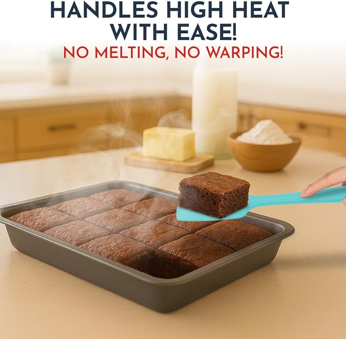 4-Piece Silicone Baking Spatula Set - Rubber Spatulas Silicone Heat Resistant, BPA-Free - Spatula Set for Nonstick Cookware - Baking Essentials