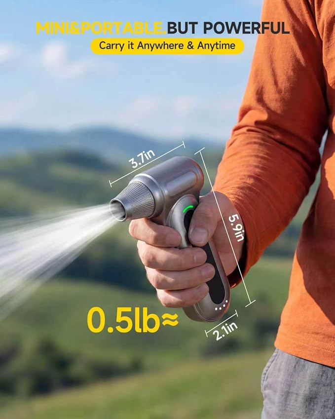 Compressed Air Duster, 170,000 RPM Electric Air Duster with Brushless Motor, 4-Speed Cordless Rechargeable Air Blower for Keyboard, PC, Car & Electronics, Canned Air Alternative