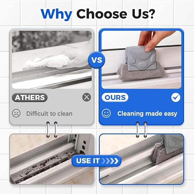 Magic Window Track Cleaner, 2026 New Window Track Cleaner Brush, Windows Cleaning Brush, Multi-Functional Cleaning Tools for Sliding Door, Sill, Tile Lines (Grey 2PCS)