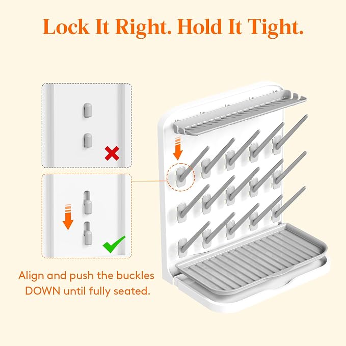 Lifewit 15-Hooks Baby Bottle Drying Rack for Countertop | Vertical Bottle Storage Organizer, Stand-Up Dryer Holder for Pacifiers, Pump Parts, Baby Stuff, Newborn Essentials Must Haves
