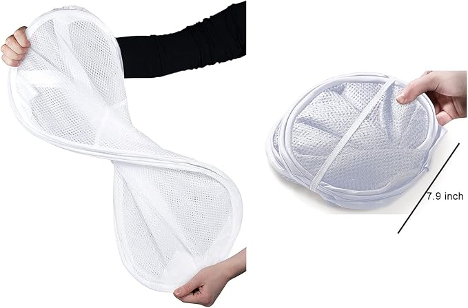 Larpur Pop Up Laundry Hampers, 2 pcs Portable White Mesh Laundry Baskets | Collapsible Clothes Laundry Bin for Bedroom, Travel, Bathroom, College Dorm, Cruise