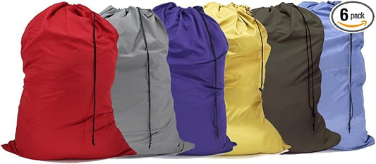 Extra Large Laundry Bag 30"x40", Varied Colors, 6 Pack | Travel Laundry Bags, Drawstring Closure, 30"x40", For college, dorm and apartment dwellers