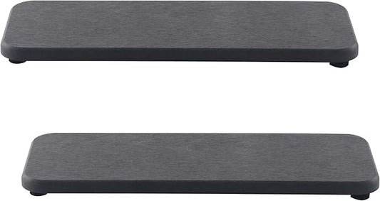 NiuYichee 2 Pcs Water Absorbing Stone Trays, Kitchen/Bathroom Sink Soap Dish, Diatomite Tray Used for Hand Soap & Cosmetic Bottles in The Modern Home, 3.54" W x 9" L, Dark Gray