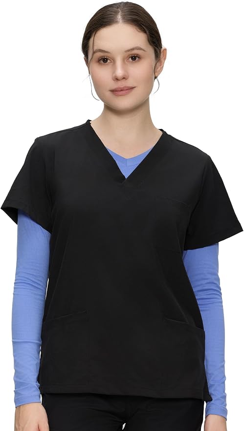 COZYFIT Women’s Underscrub Tee, V-Neck Long Sleeve Undershirt | Soft & Easy Care Fabric, Slim Fit, Smooth Touch, Comfort V-Neck Tee, Machine Wash, Multiple Sizes for Choose