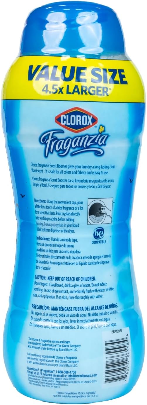 Clorox Fraganzia Scent Booster Crystals, Morning Sky, 70 Oz Bottle, 6-Pack | Add directly to washer with detergent, works in standard and high-efficiency machines, large refill size