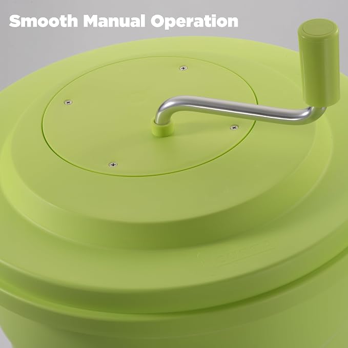 CURTA 20 Quart (5 Gallon) Commercial Salad Spinner, Heawy Duty Manual Lettuce Dryer with Built-in Drain Hose, Large Vegetable Washer Holds 7 Lettuce Heads for Restaurant Kitchen Prep