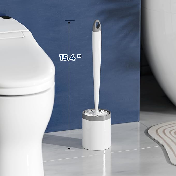 Holaloha Toilet Brush, 4 Pack Toilet Brush and Holder Set, Compact Bathroom Accessories for Toilet Bowl Cleaning and Space Saving, White