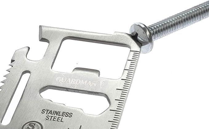 GUARDMAN 11-in-1 Survival Credit Card Multitool – Fathers Day Stocking Stuffer Christmas Gift - Multipurpose Tactical Wallet Tool With Bottle Opener, Survival Knife For Men Birthday Dad - 100 Pack