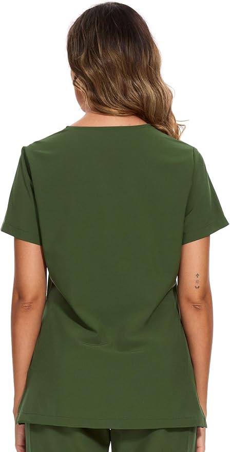 Scrubs Tops for Woman - Soft Stretch, V-Neck Tops | 3 Pockets, Side Split Design, Short Sleeve, Breathable & Lightweight Nursing Shirt, Easy-Care Fabric for All-Day Comfort