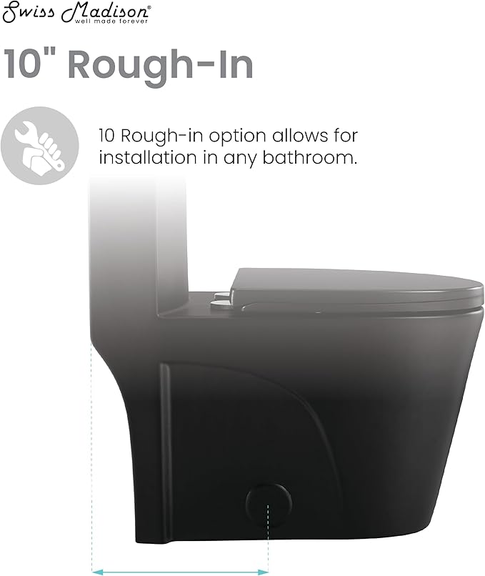 St. Tropez One Piece Elongated Toilet Dual Vortex Flush 1.1/1.6 gpf with 10" Rough-In, Matte Black