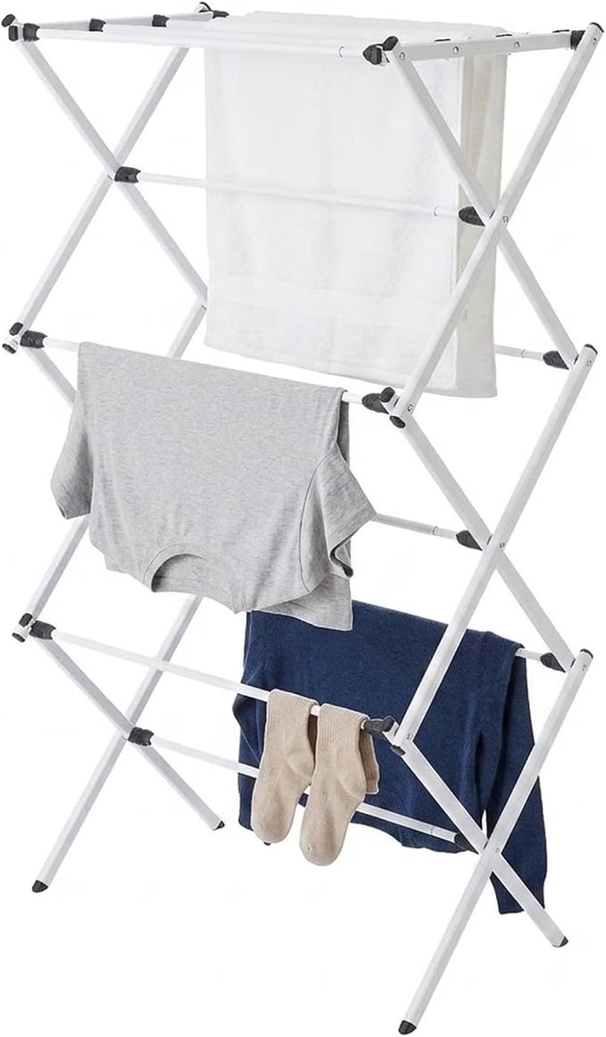 Expandable Steel Laundry Drying Rack, 7-Level Heavy Duty Clothes Drying Rack, Foldable & Space Saving, No Tools Assembly, Lightweight for Indoor/Outdoor Use