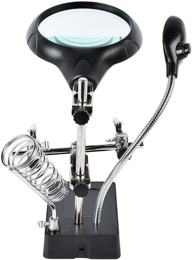 Helping Hands Soldering Station, LED-lit Magnifying Glass Alligator Clips | Station for Soldering, Assembly, Repair,Modeling, Hobbies and Crafts