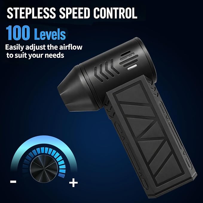 Compressed Air Duster, 130000 RPM Electric Air Duster, for Keyboard, Car | 4-Speed Adjustable Rechargeable Blower Gun, Portable and Reusable Air Blower for Computer and Cleaning Fallen Leaves