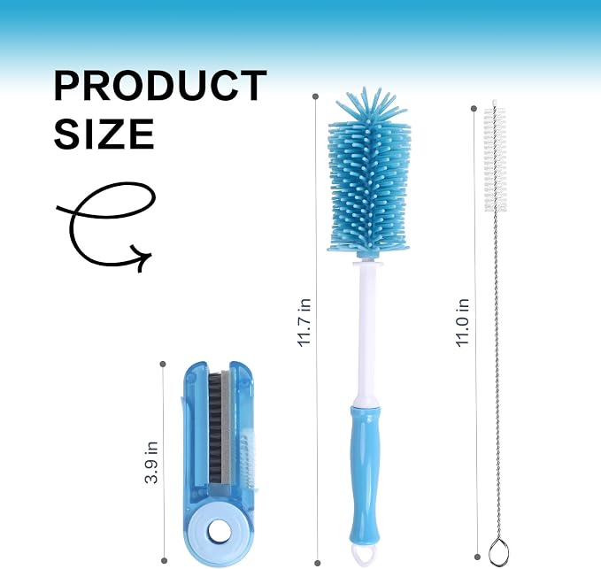 KEUYE 3 Pack Cup Cleaning Kit Compatible with Stanley | 3 in 1 Cup Cleaner Kit with Extra Long Nylon Straw Brush,Bottle Gap Cleane and,Silicone Brush Cleaner