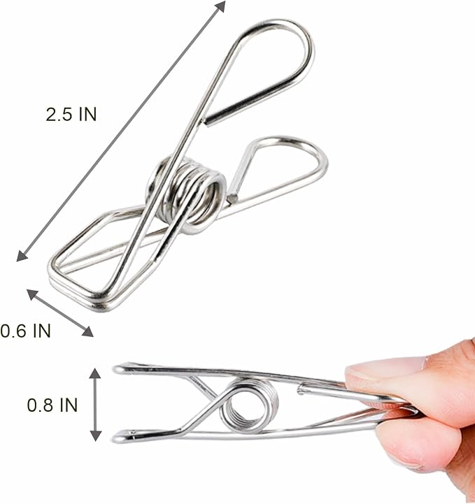20 PCS Clothes Pins Heavy Duty Outdoor Metal Clothespins Bags Photo Clips | pin stainless outdoor steel clothesline chip strong line wooden clothespin plastic bulk outside close cloths hanging bags
