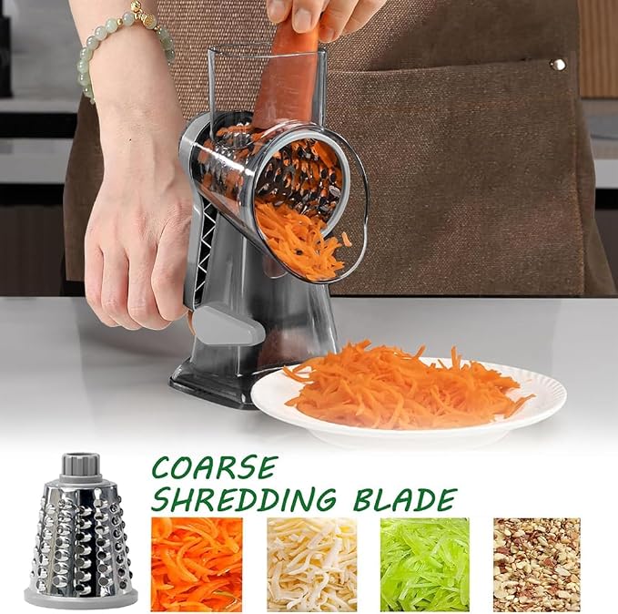 Dachenus Cheese Grater Rotary Cheese Grater,Versatile Cheese Shredder | Powerful suction cup base,Suitable for a wide range of ingredients,Safe hand-protection design,Detachable and easy to clean
