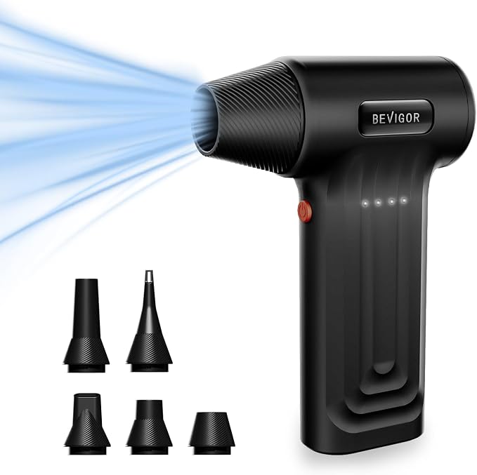 Compressed Air Duster - 8400 mAh Rechargeable Cordless Air Duster | 30 Min Lasting Turbo Fan, 110K RPM Brushless Motor, Rechargeable Dust Blower with 4-Speed, for PC Computer Keyboard, HF99