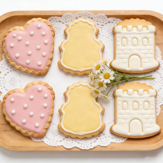 6 Pcs Vintage Double Layer Cake Cookie Metal Biscuit Molds Cutter Vintage Cake Cookie Cutters Set Stainless Steel Mold for Birthday, Wedding, Christmas, and Holiday Cookies