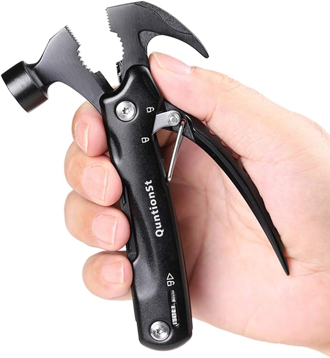 Birthday Gifts for Men,12-in-1 Hammer Multitool,Christmas Stocking Stuffers for Him Adults Dad Husband Boyfriend, Camping Essentials Mens Gift for Him,Mini Multi Tool (Hammer)