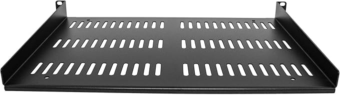 StarTech 1U Vented Cantilever Shelf, 12in, 55lb, 25kg (SHELF-1U-12-FIXED-V) | Universal 19in EIA-310 fit, 30.5cm depth, 2.0mm SPCC steel, Network equipment rack, Cabinet, Tray