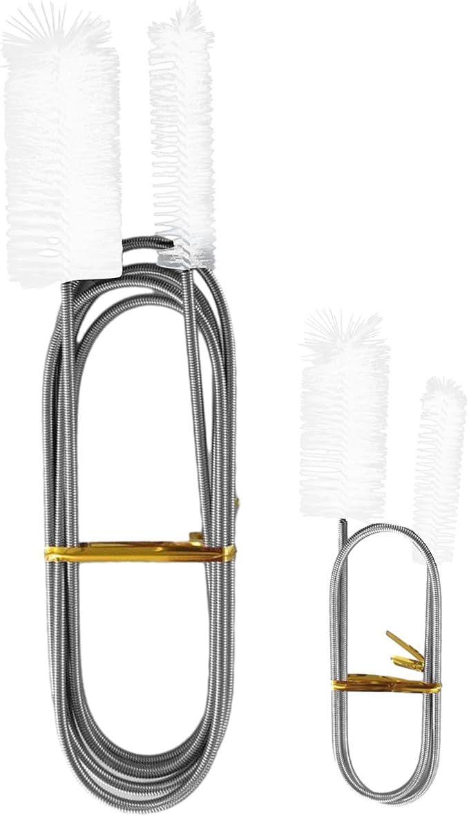 2pcs Flexible Long Drain Brush Set, Hose Pipe Stainless Steel Nylon Bristles Brushes with Dual Heads Tube Cleaner Brush for Kitchen, Sink, Drain Pipe, and Pipe Cleaning Tool