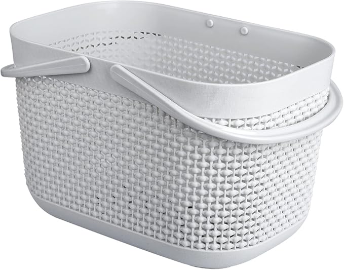 Plastic Protable Shower Caddy Basket, Storage Organizer, Grey, 2 Pack | Bottom Drain Holes, Keep Dry, Sturdy and Durable, Easy to Carry for Bathroom, Kitchen, Dorm Room, RV, College