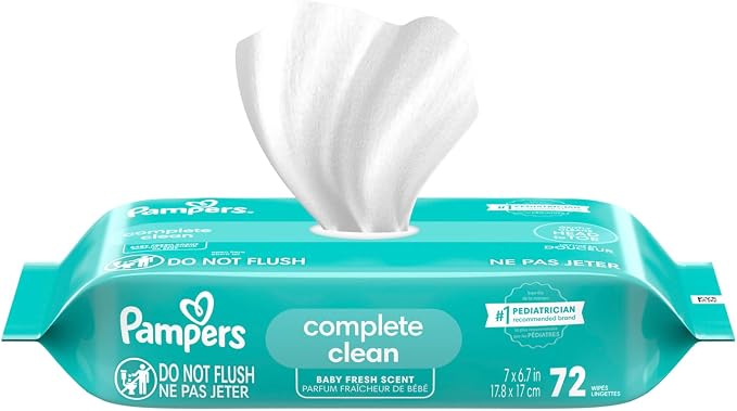 Pampers Baby Wipes, Complete Clean Baby Fresh Scented Wipe, Gently Cleans Head to Toe, 1152 Total (16 Flip-Top Packs)