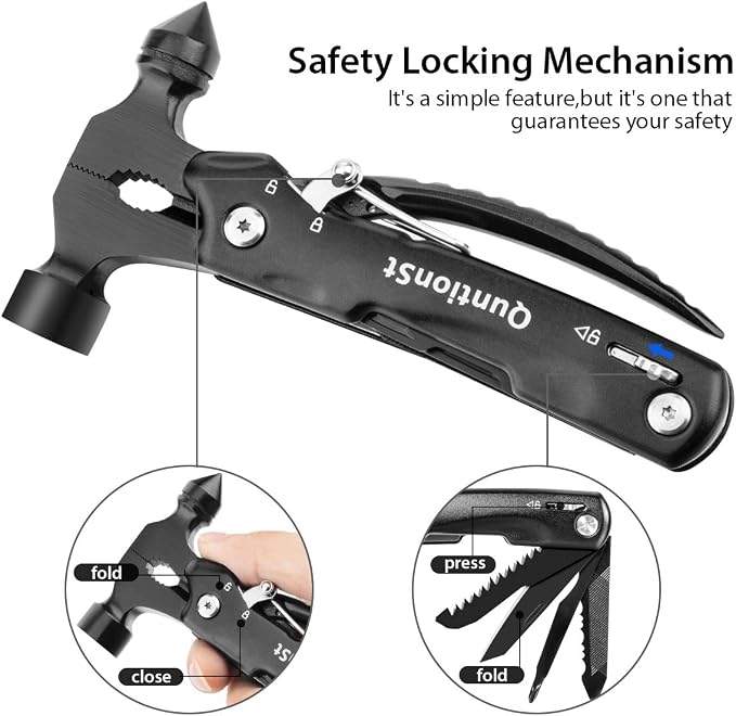 Survival Hammer Multitool 12 in 1, Gifts for Men, Stocking Stuffers for Men | White Elephant Gifts,Birthday Gifts for Husband Boyfriend, Cool Gadgets Tool for Camping Hiking Outdoor (Survival Hammer)